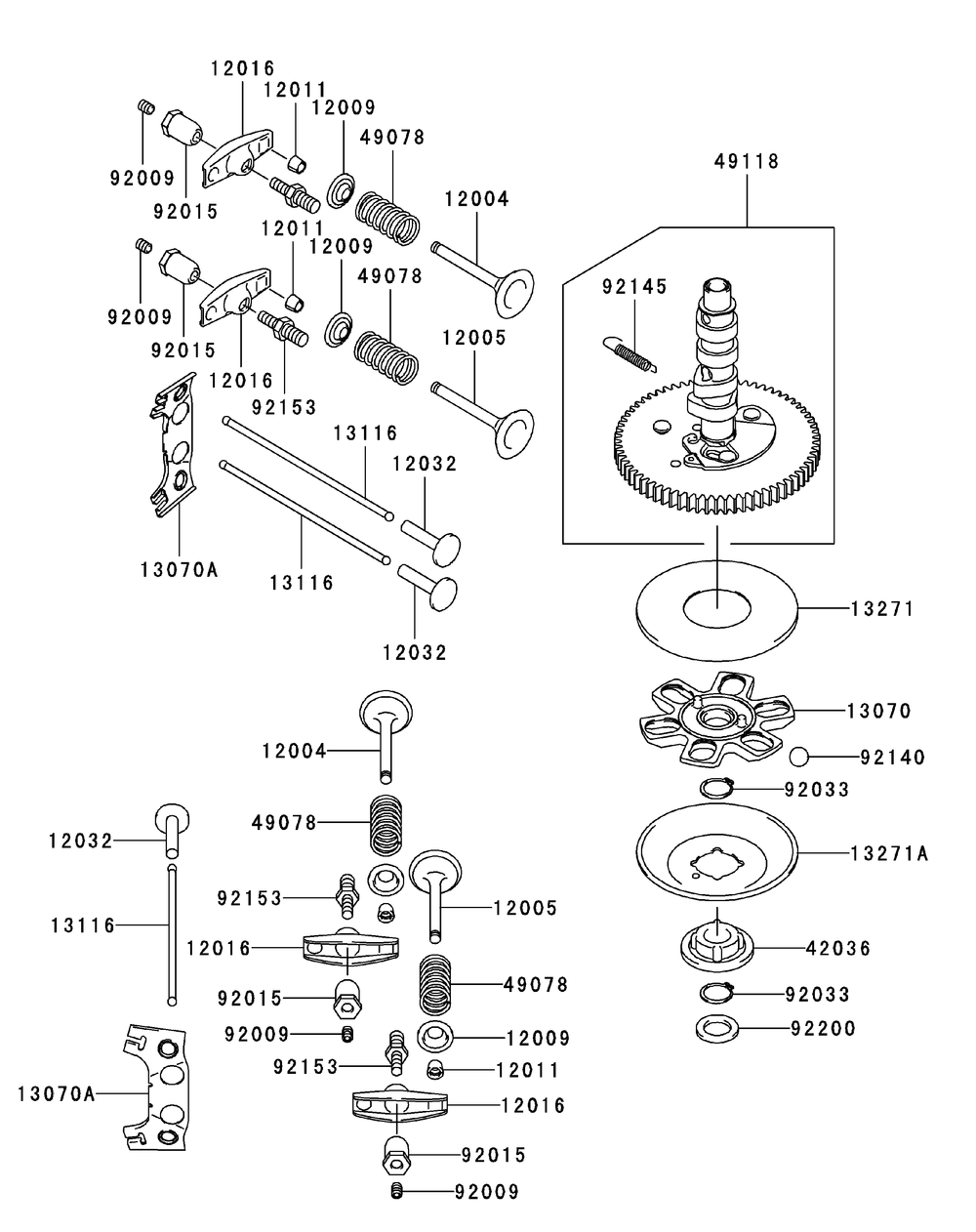 Kawasaki Fh680v-Ds29 Valve And Camshaft Diagram and Parts List for M48-KW (53AI8CT2050-23HP)(2010) Cub Cadet Lawn Tractor